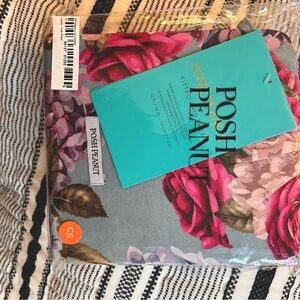 Posh Peanut Lacey floral blue & pinks bamboo fitted crib / toddler bed sheet NWT